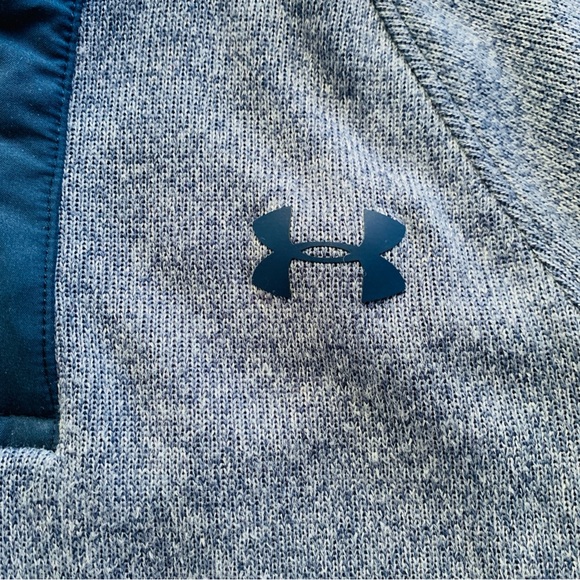 Under Armour Boys Blue & Gray Heather Quarter Button Sweater | YXS - Picture 2 of 8